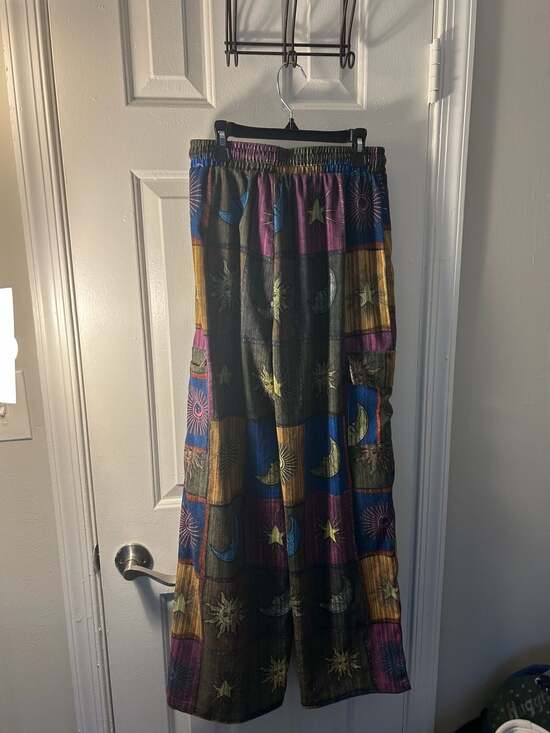 SHEIN Grunge Patchwork Sun and Moon Print Drawstring Waist Cargo Pants - Picture 5 of 5